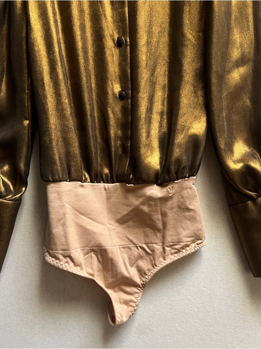 FRAME Metallic Gold Custom Altered Bodysuit Top Small Flawed - Picture 5 of 10